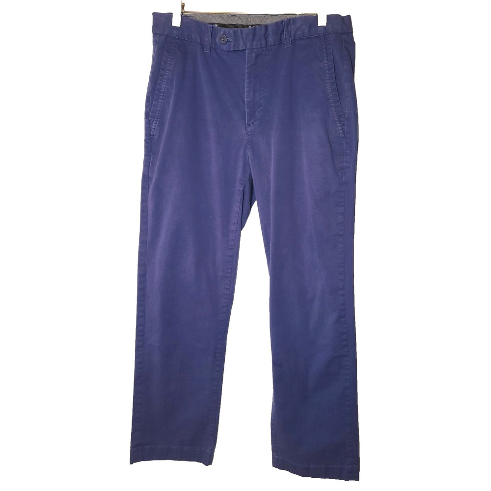 ROWM Mens‎ Blue Flat Front Straight Leg Chino Pant Size 32X30 Preppy Casual